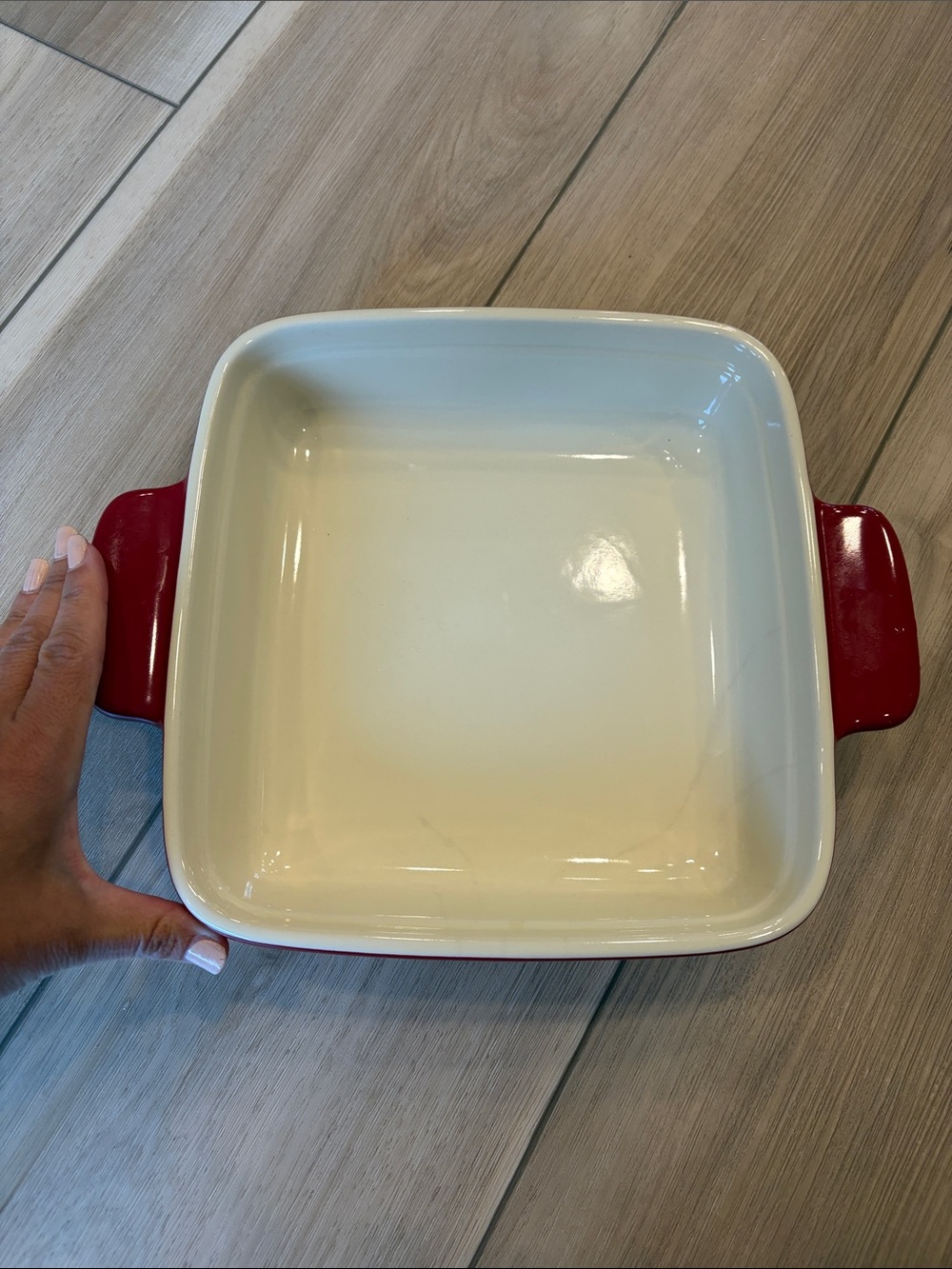 Pedrini Red Ceramic Square Baking Dish with Handles